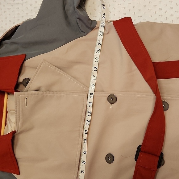 NWT Vicky and Lucas color block double-breasted trench coat sz L midi - Picture 9 of 14